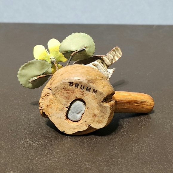 Norman Brumm enamel on copper bird with flower - Picture 2 of 3